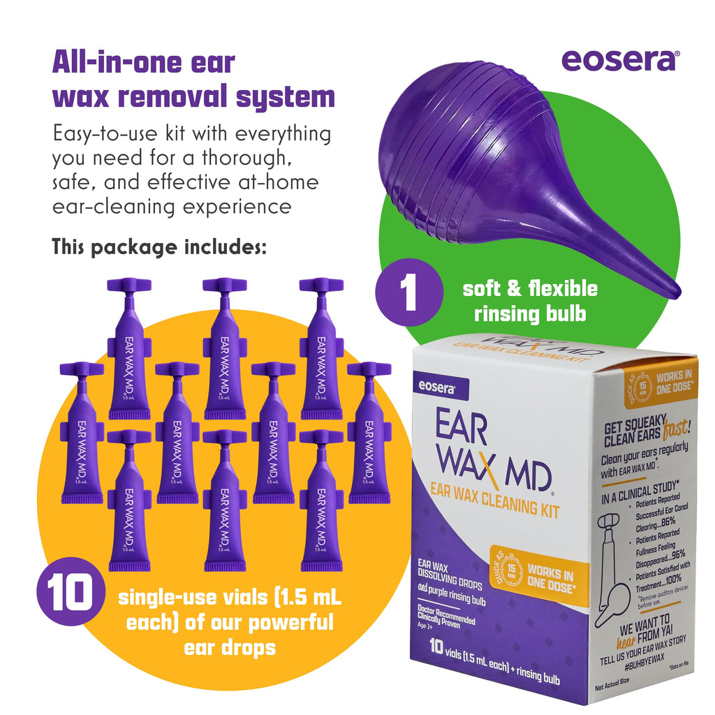 Earwax MD eosera Cleaning Kit – Fast-Acting Ear Wax Drops & Rinse Bulb
