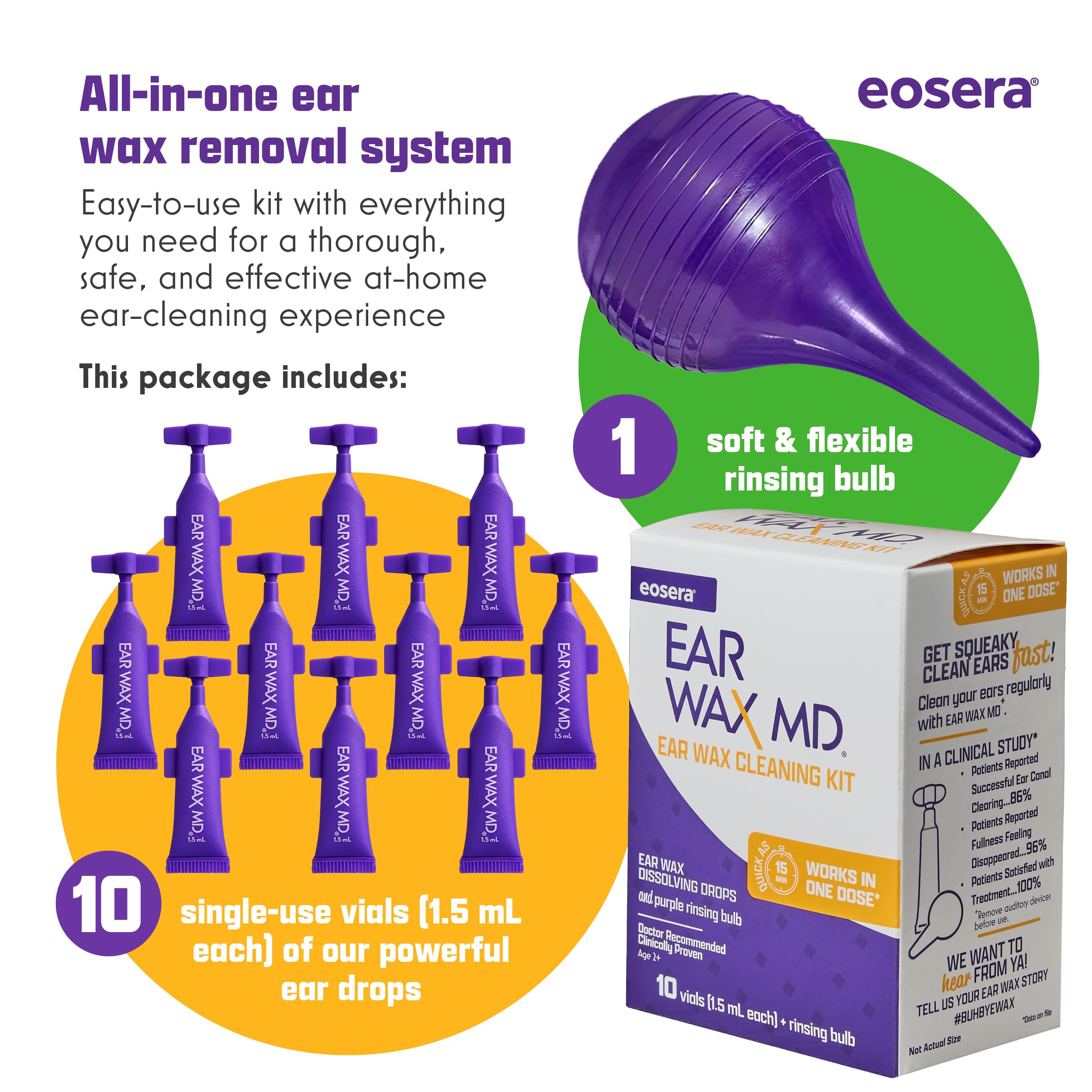 Earwax MD eosera Cleaning Kit – Fast-Acting Ear Wax Drops & Rinse Bulb