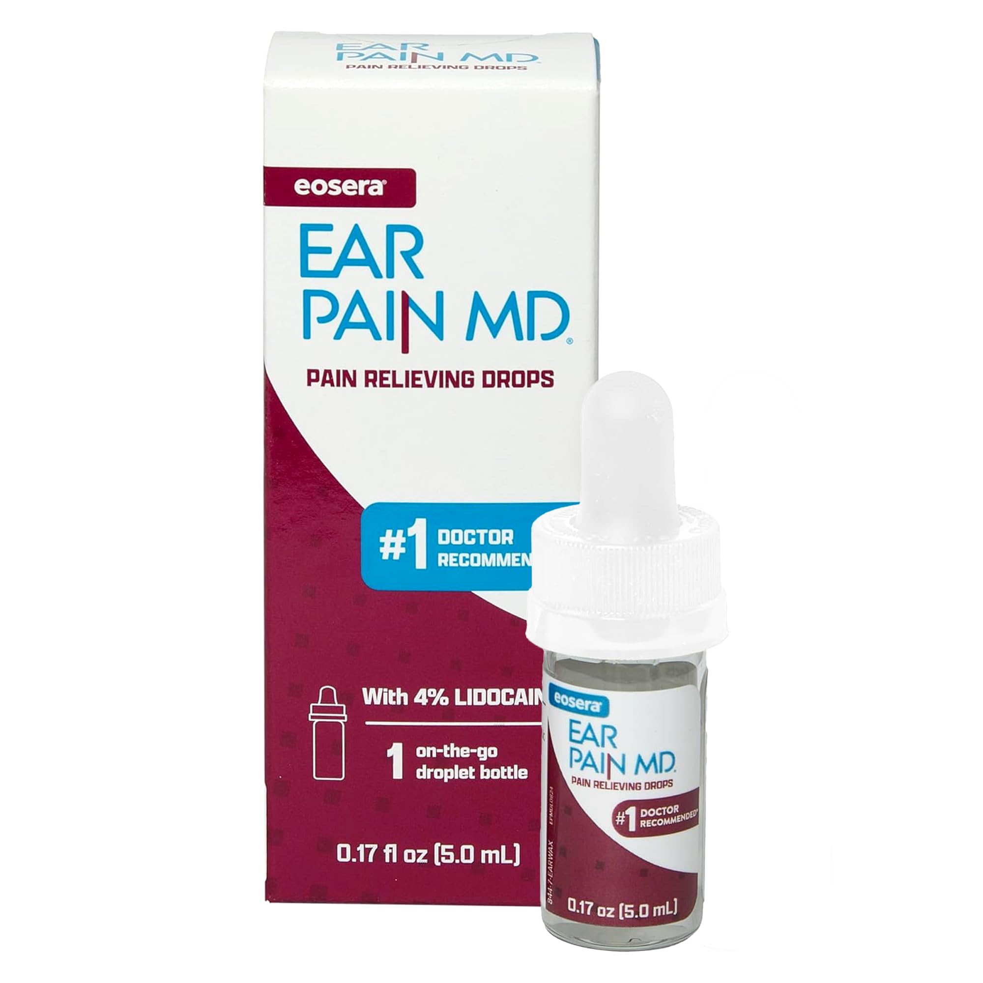 Eosera Ear Pain MD® 4% Lidocaine Ear Drops – Maximum Strength Earache Relief for Adults & Kids (5 mL) | Earwax MD
