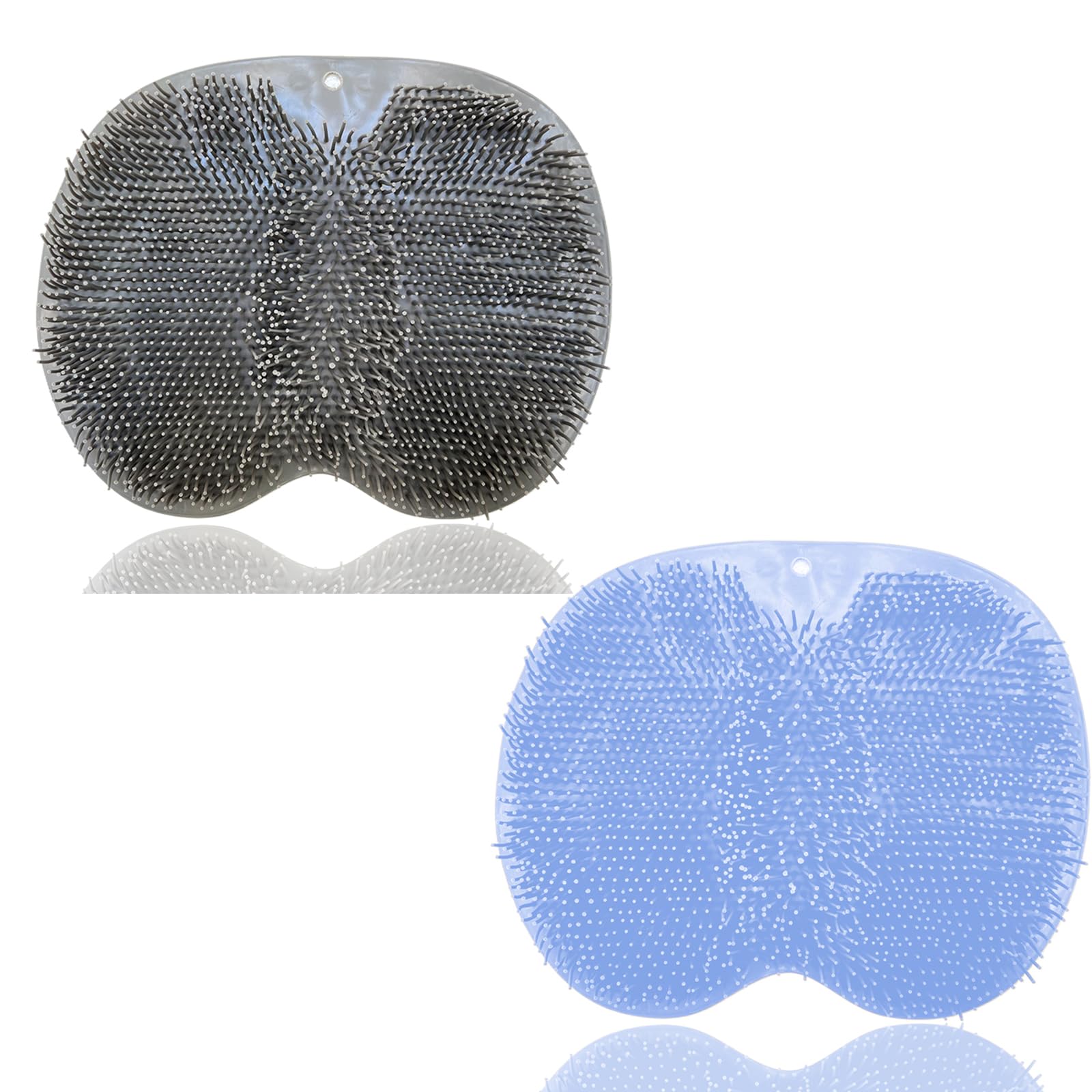 Easkite Shower Foot & Back Scrubber Mat — Wall Mounted Silicone Foot Cleaner with Suction Cups (Grey & Blue)