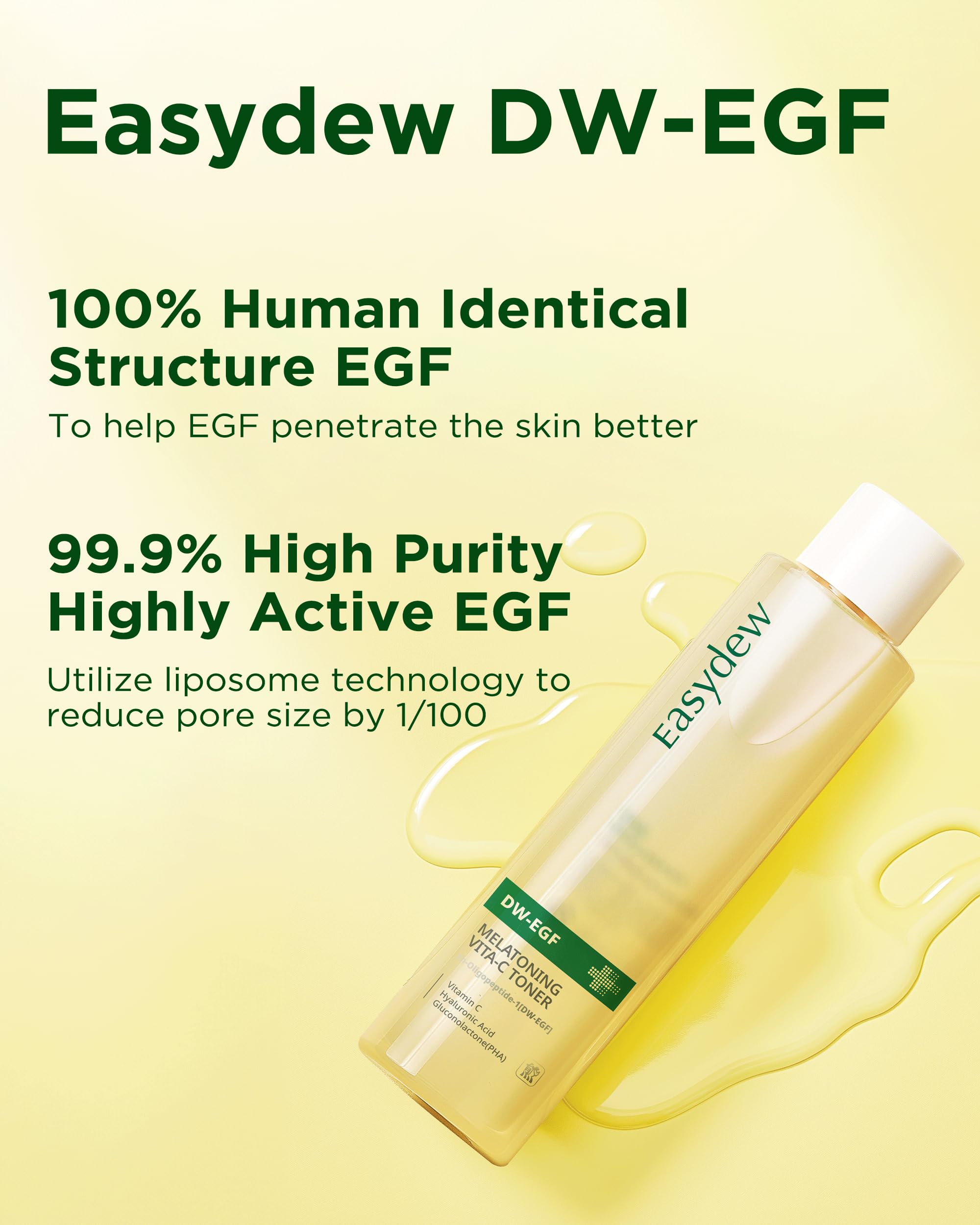 EASYDEW DW-EGF Peptide M Toner – Hypoallergenic Hydrating Exfoliating Toner with Glutathione, Vitamin C & PHA