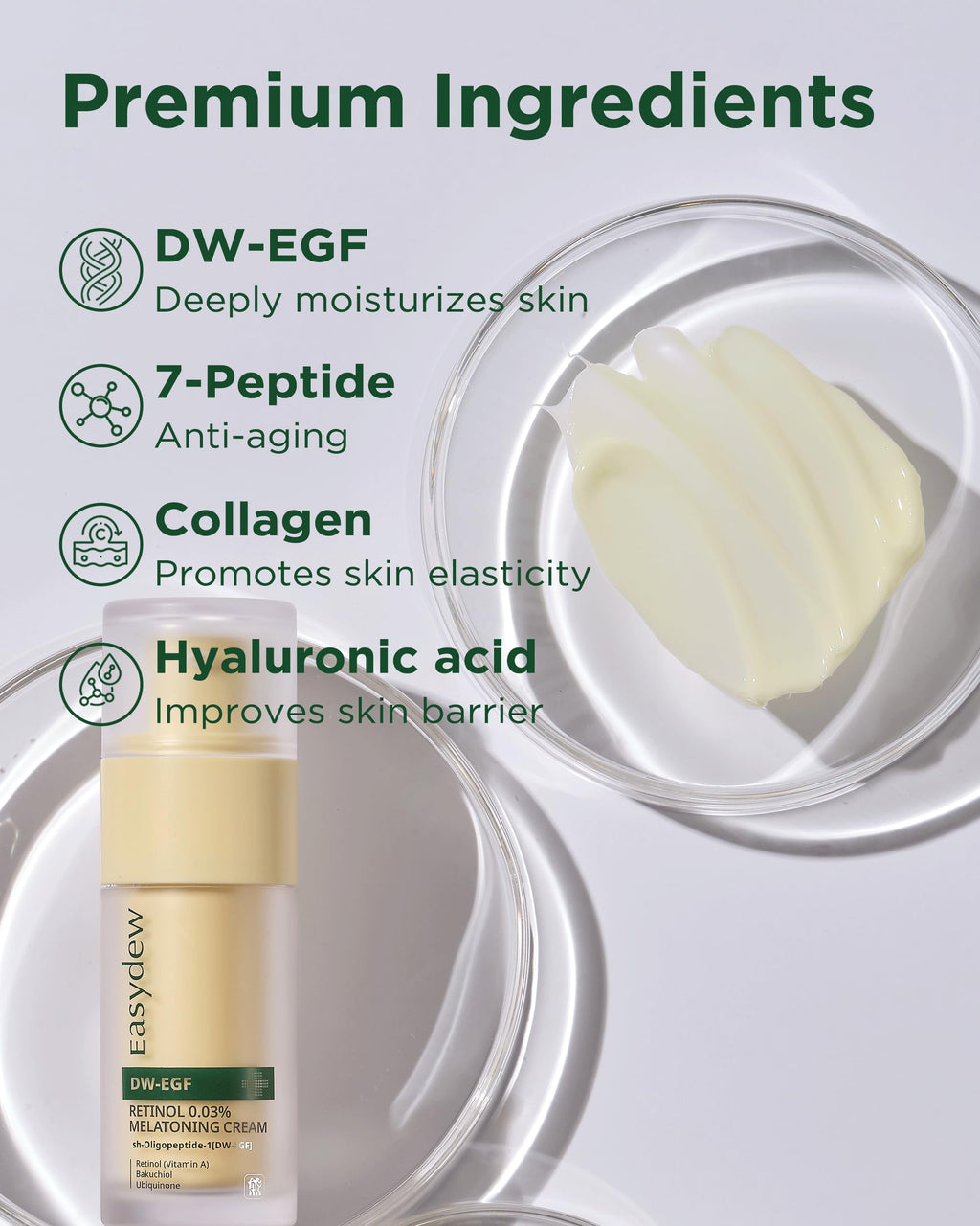 EASYDEW DW-EGF Retinol 0.03% Cream – Beginner Night Cream for Hypoallergenic Skin