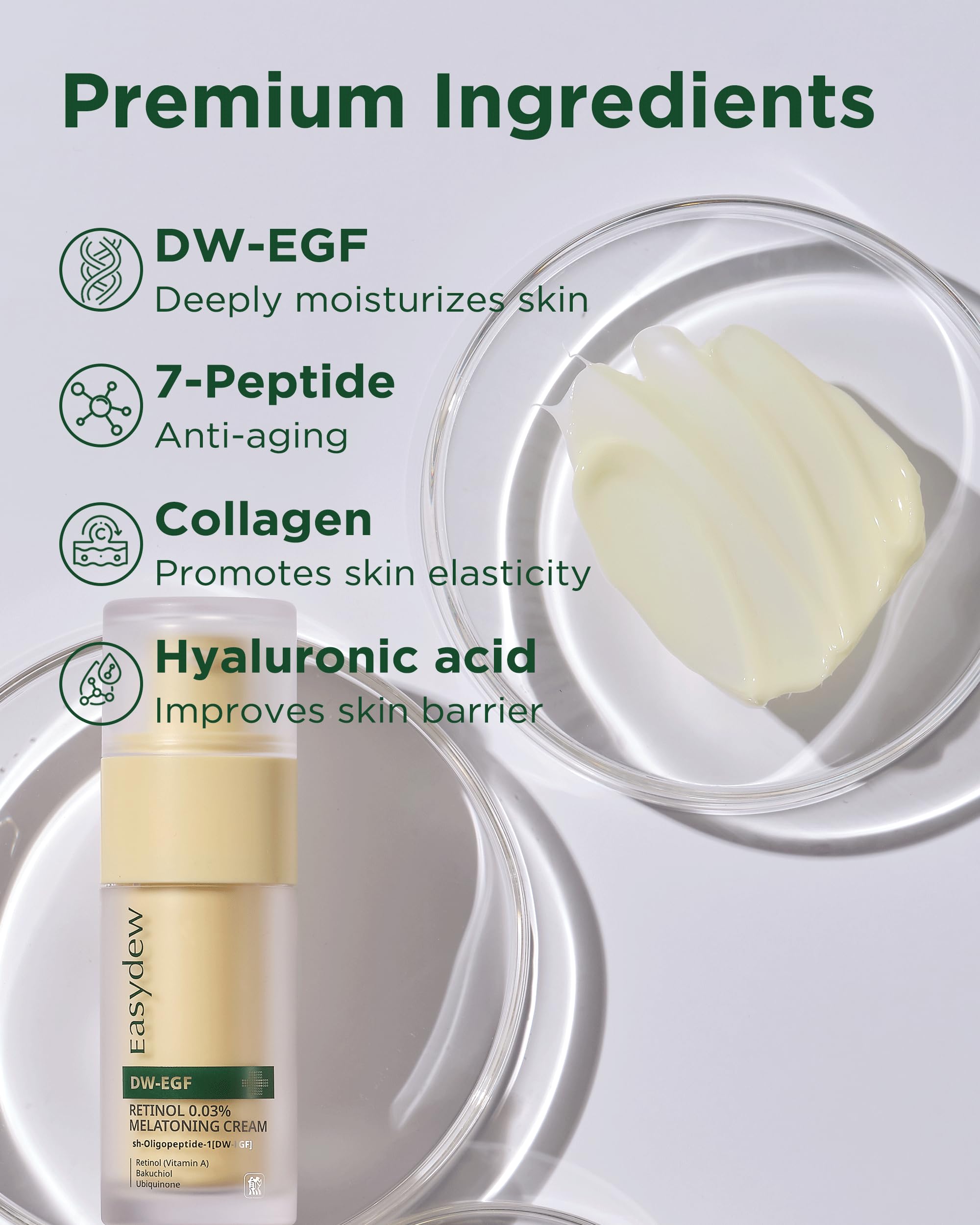 EASYDEW DW-EGF Retinol 0.03% Cream – Beginner Night Cream for Hypoallergenic Skin