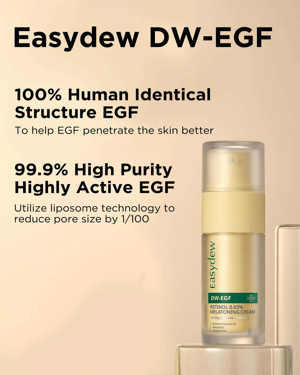 EASYDEW DW-EGF Retinol 0.03% Cream – Beginner Night Cream for Hypoallergenic Skin