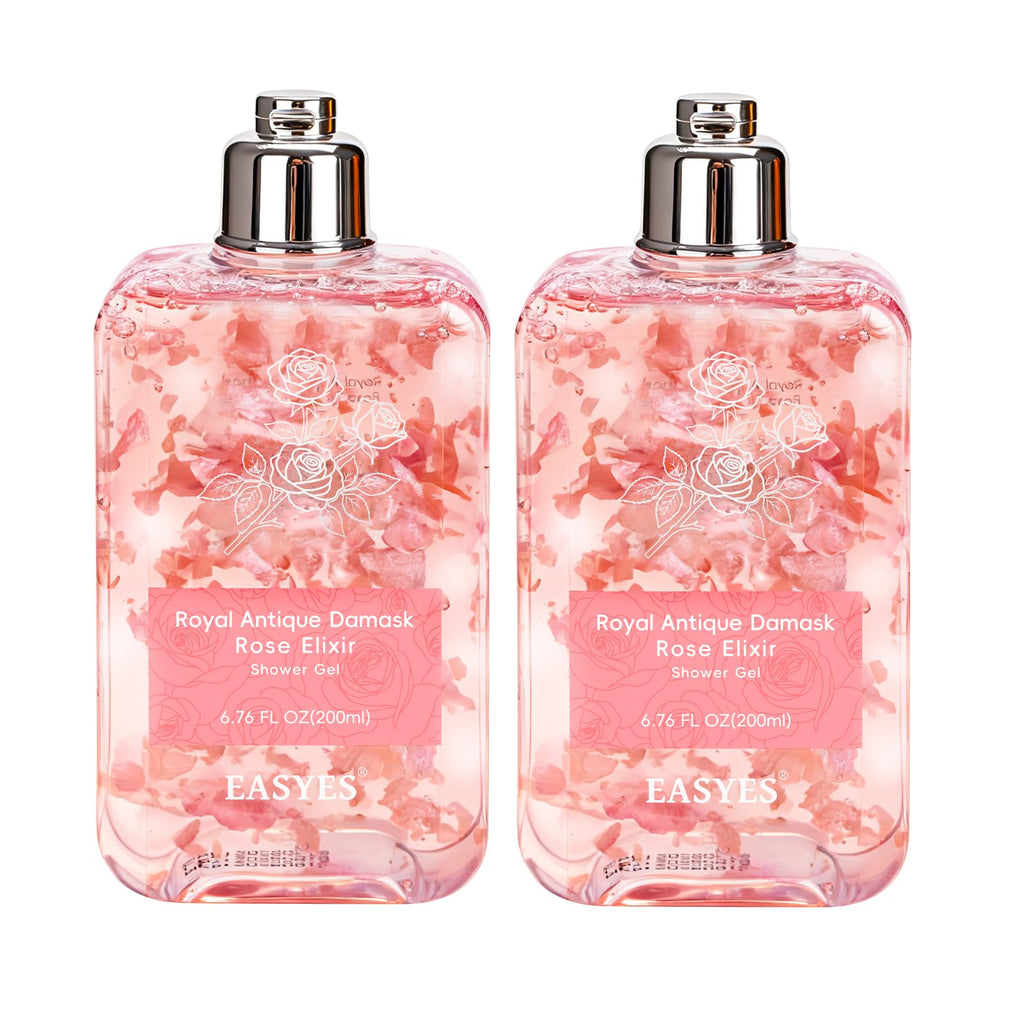 Easyes Rose Elixir Body Wash for Women – Triple Rose Formula, Moisturizing Shower Gel (2-Pack)