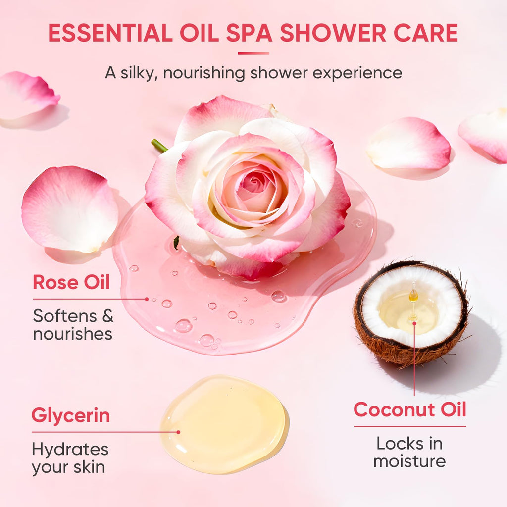 Easyes Rose Elixir Body Wash for Women – Triple Rose Formula, Moisturizing Shower Gel (2-Pack)