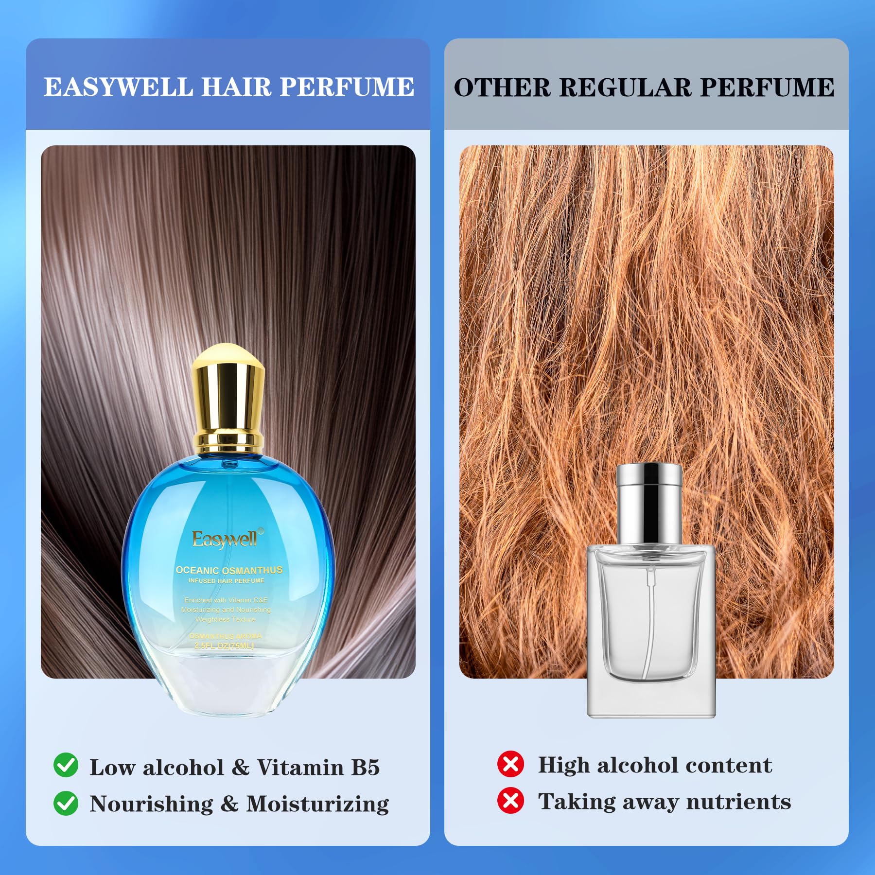 EASYWELL Hair Perfume for Women – Oceanic Osmanthus, Vitamin B5, 2.5 fl oz