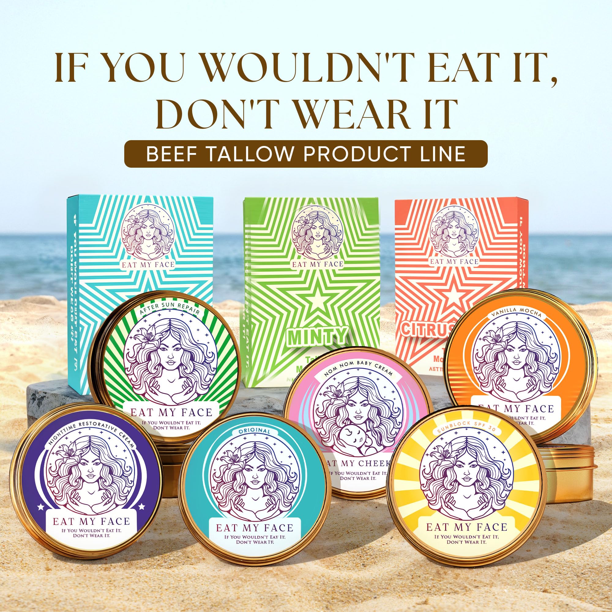 Eat My Face Organic Beef Tallow Sunscreen SPF 30 | Reef Safe, Non Nano Zinc Oxide