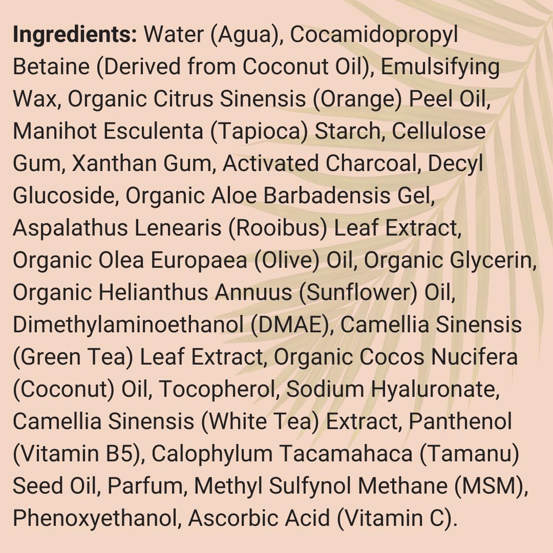 Eavara Organic Face Wash – Gentle, Hydrating Cleanser with Coconut Oil, Aloe, Charcoal, Vitamin C & E