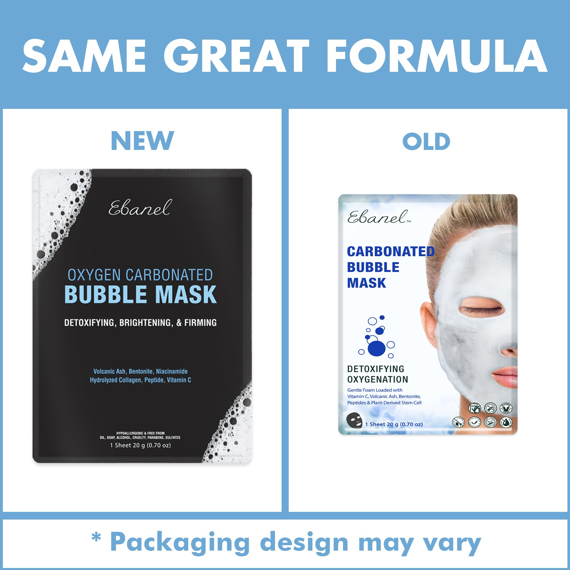 Ebanel 10 Pack Carbonated Bubble Clay Mask - Pore Cleansing, Brightening & Hydration