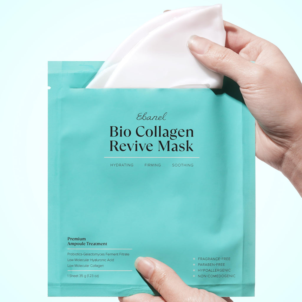 Ebanel Bio Collagen Mask – 4-Pack Hydrating Hydrogel Masks with 7 Peptides & Hyaluronic Acid