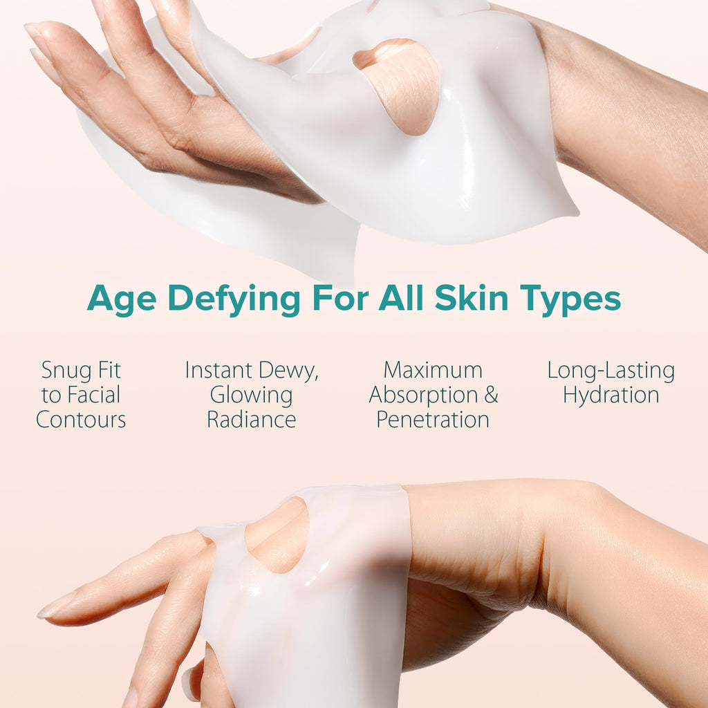 Ebanel Bio Collagen Mask – 4-Pack Hydrating Hydrogel Masks with 7 Peptides & Hyaluronic Acid