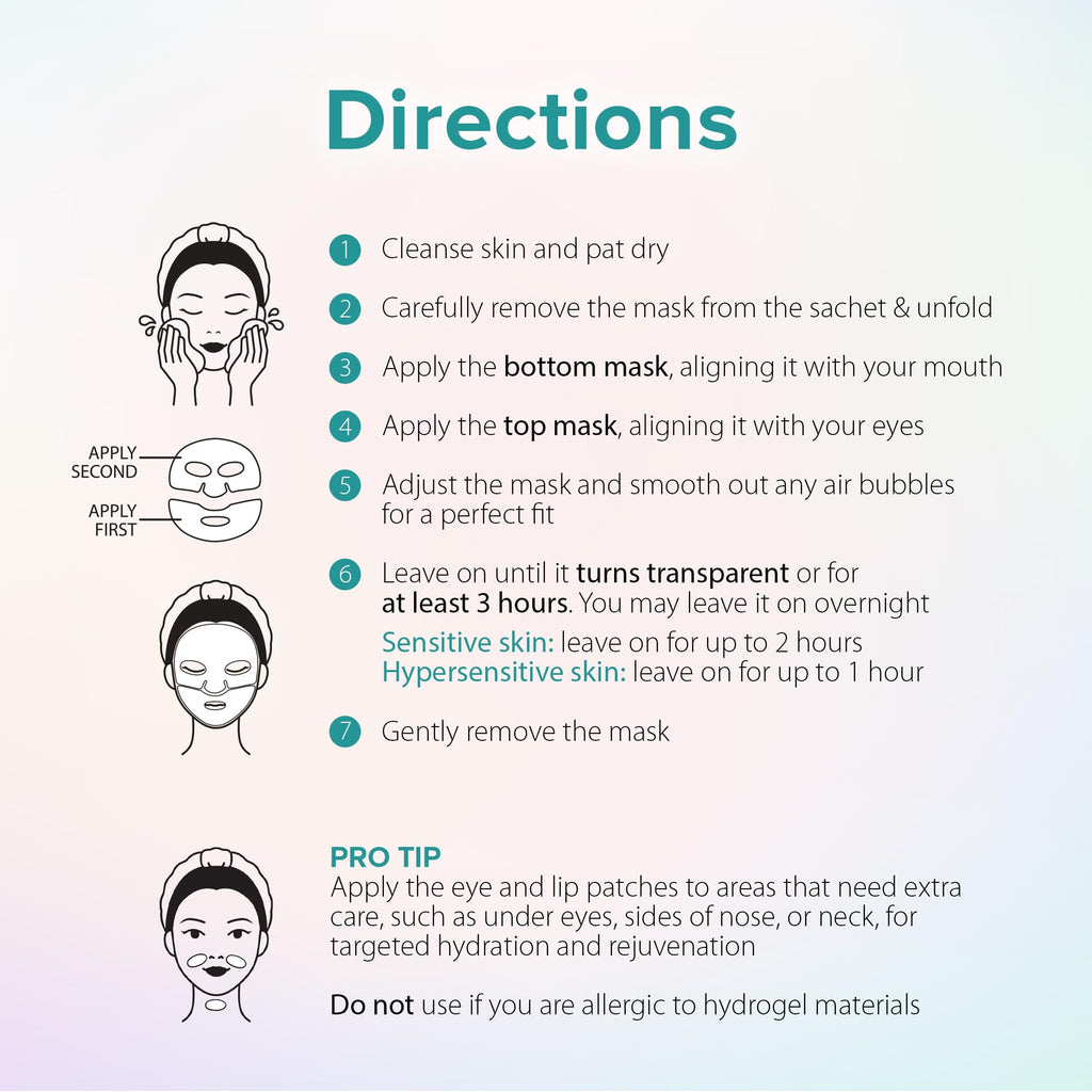 Ebanel Bio Collagen Mask – 4-Pack Hydrating Hydrogel Masks with 7 Peptides & Hyaluronic Acid