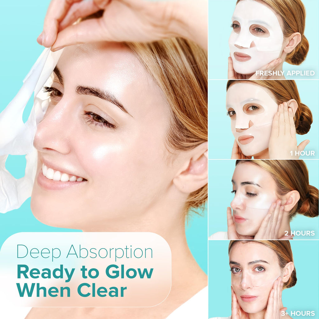 Ebanel Bio Collagen Mask – 4-Pack Hydrating Hydrogel Masks with 7 Peptides & Hyaluronic Acid