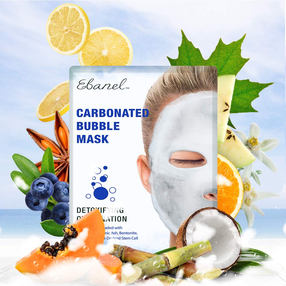 Ebanel 10 Pack Carbonated Bubble Clay Mask - Pore Cleansing, Brightening & Hydration