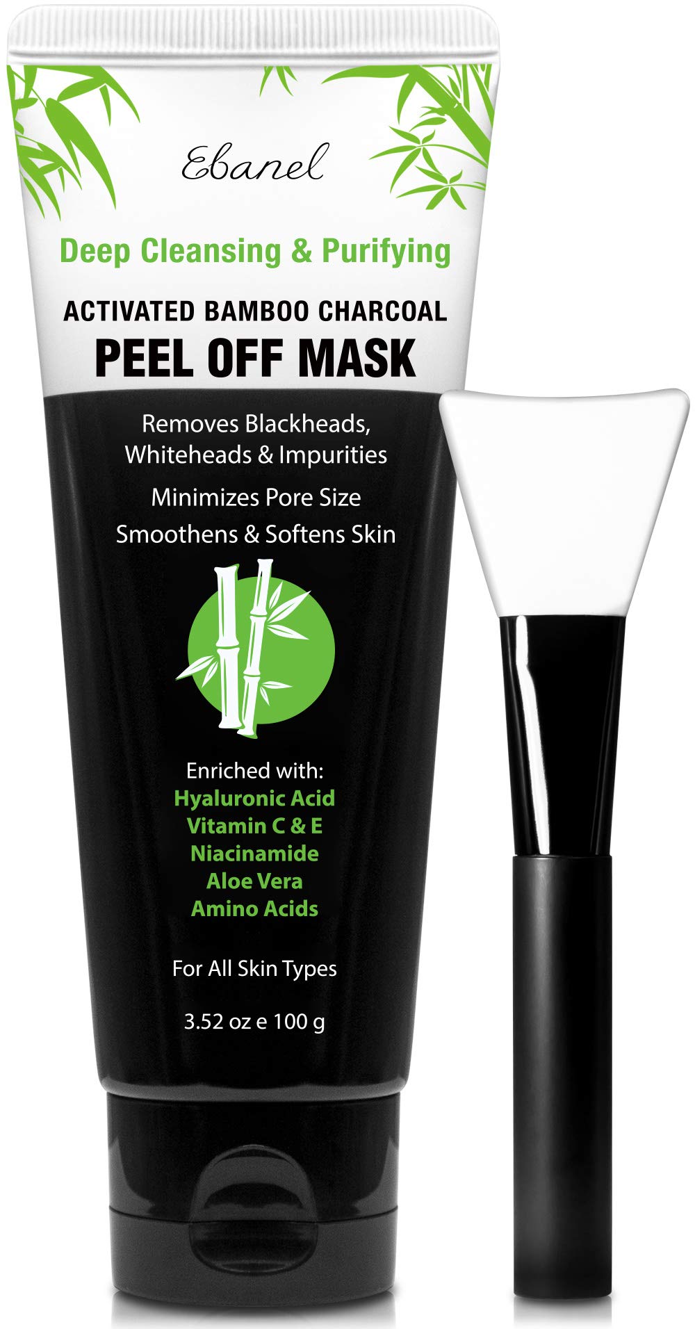 Ebanel Charcoal Peel-Off Mask Set – Deep Pore Cleansing with Niacinamide, Vitamin C & Hyaluronic Acid