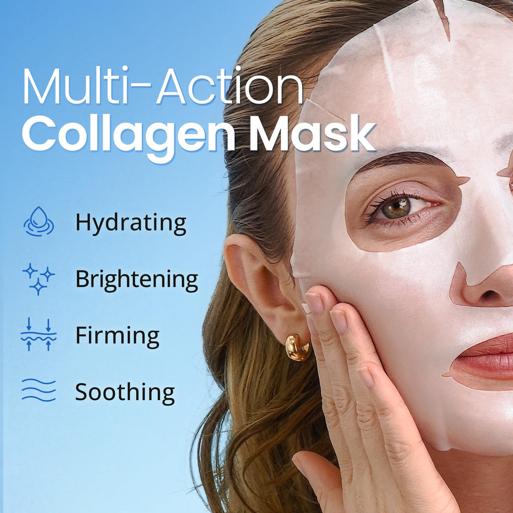Ebanel 10 Pack Collagen Face Masks – Hyaluronic Acid, Vitamin C & Peptide