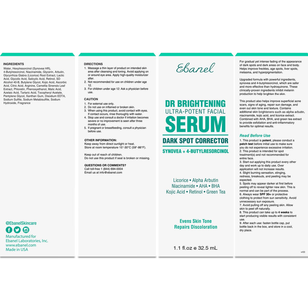 Ebanel Dark Spot Remover for Face & Body – Brightening Serum with Synovea HR & Alpha Arbutin