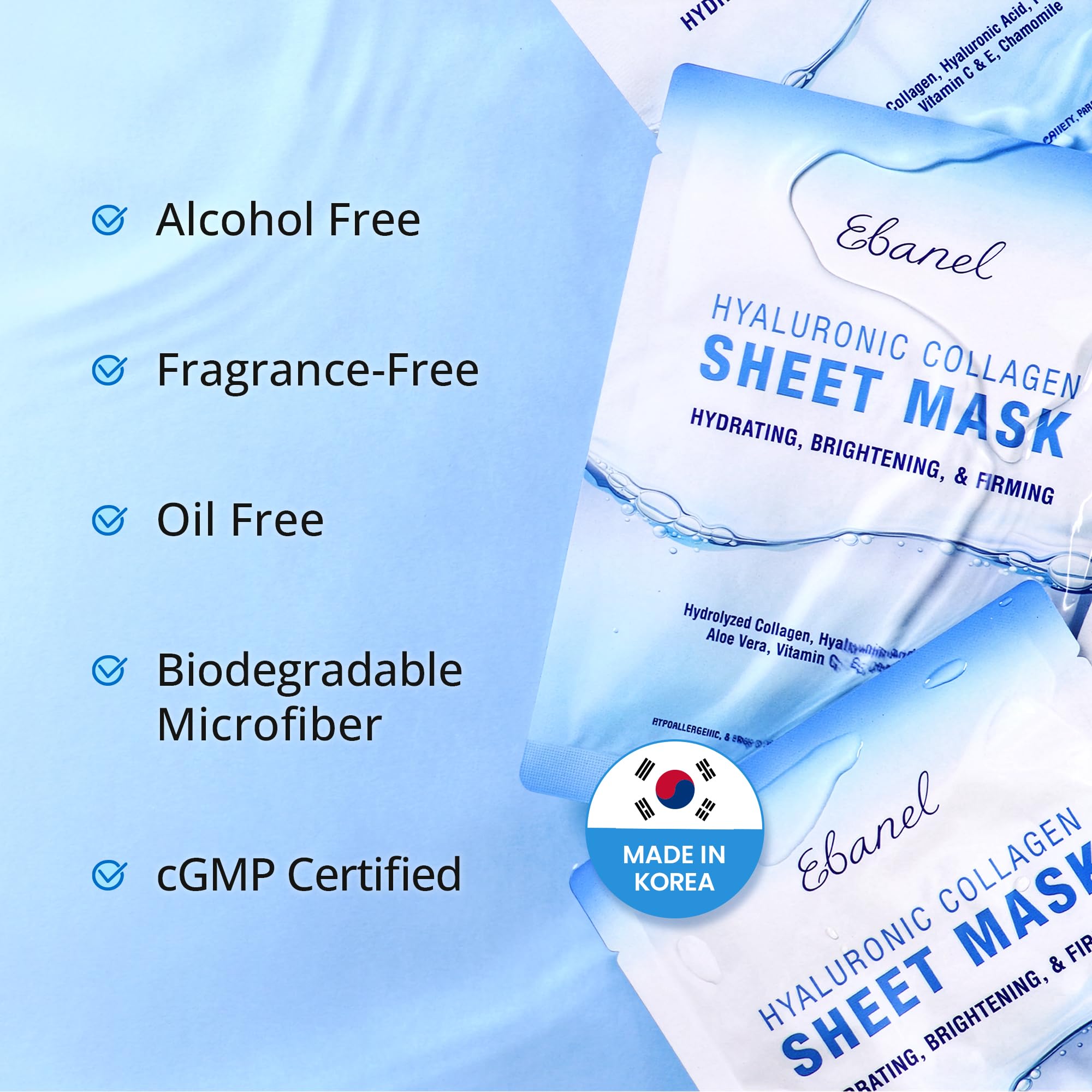 Ebanel 15 Pack Collagen Sheet Masks – Hydration, Firming & Brightening