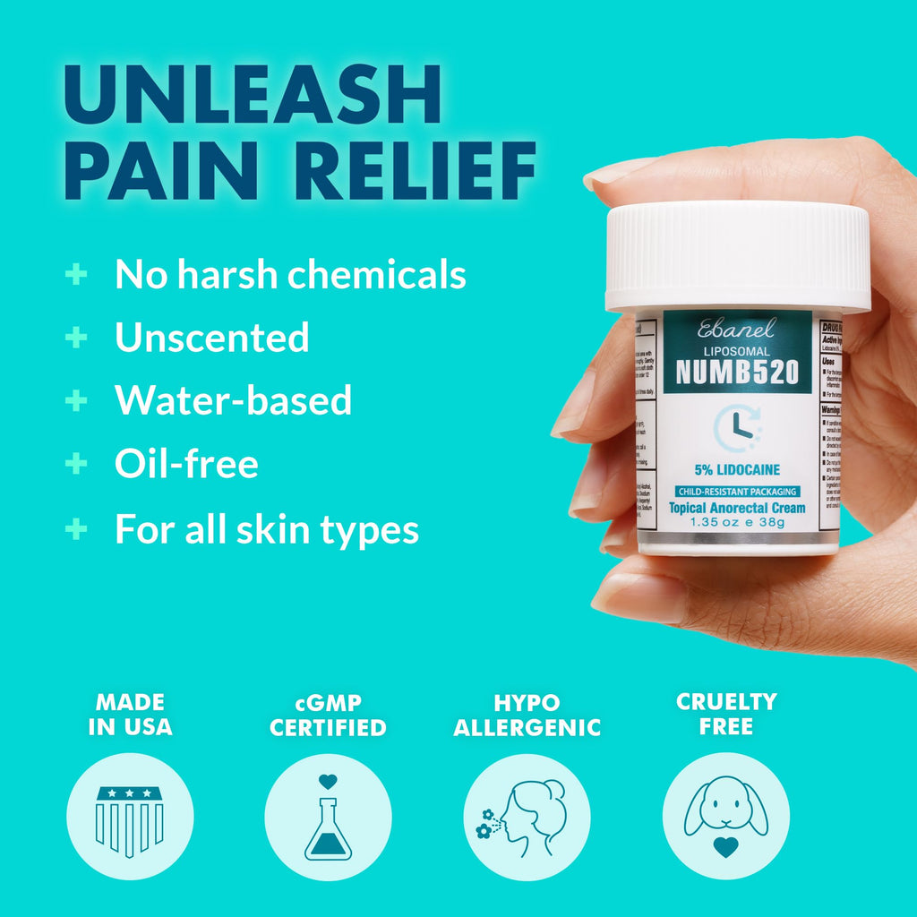 Ebanel 5% Lidocaine Numbing Cream & Tattoo Balm Set – Numb520 Topical Anesthetic Pain Relief and Premium Tattoo Aftercare Butter (3 Oz)