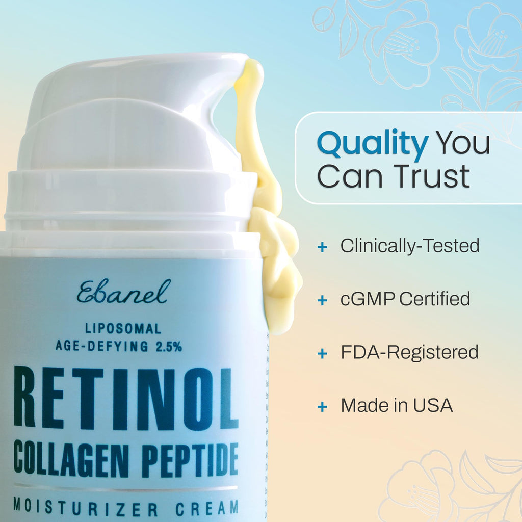 Ebanel Retinol Cream for Face – 3.5 oz with Collagen, Peptides, Ceramides, Hyaluronic Acid