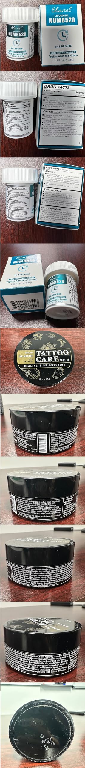 Ebanel 5% Lidocaine Numbing Cream & Tattoo Balm Set – Numb520 Topical Anesthetic Pain Relief and Premium Tattoo Aftercare Butter (3 Oz)