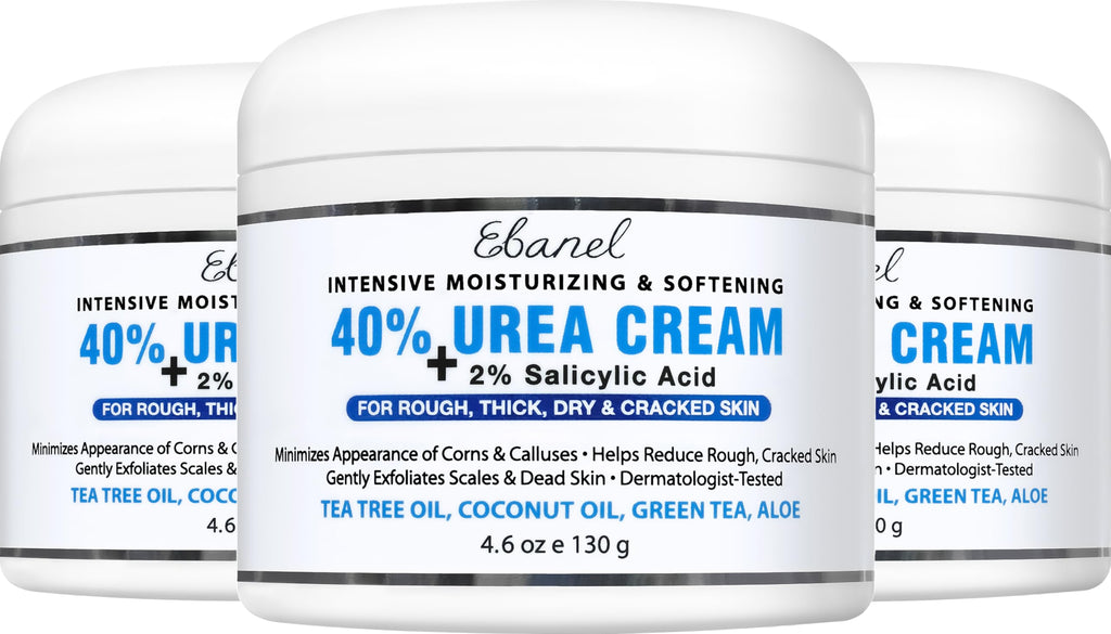 Ebanel Urea Cream 40% + 2% Salicylic Acid – Foot Cream for Dry, Cracked Skin (3-Pack)