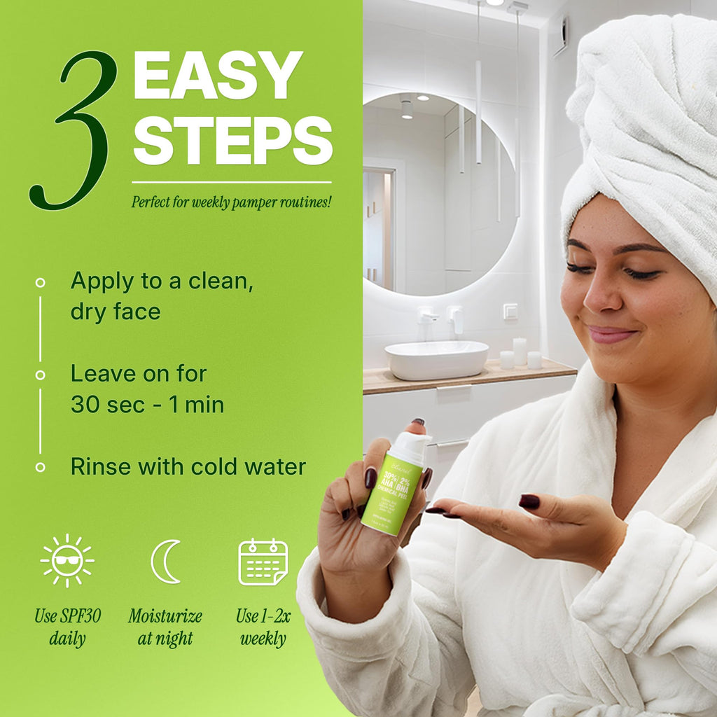 Ebanel Chemical Peel for Face – 30% AHA 2% BHA Exfoliator with Green Tea & Chamomile