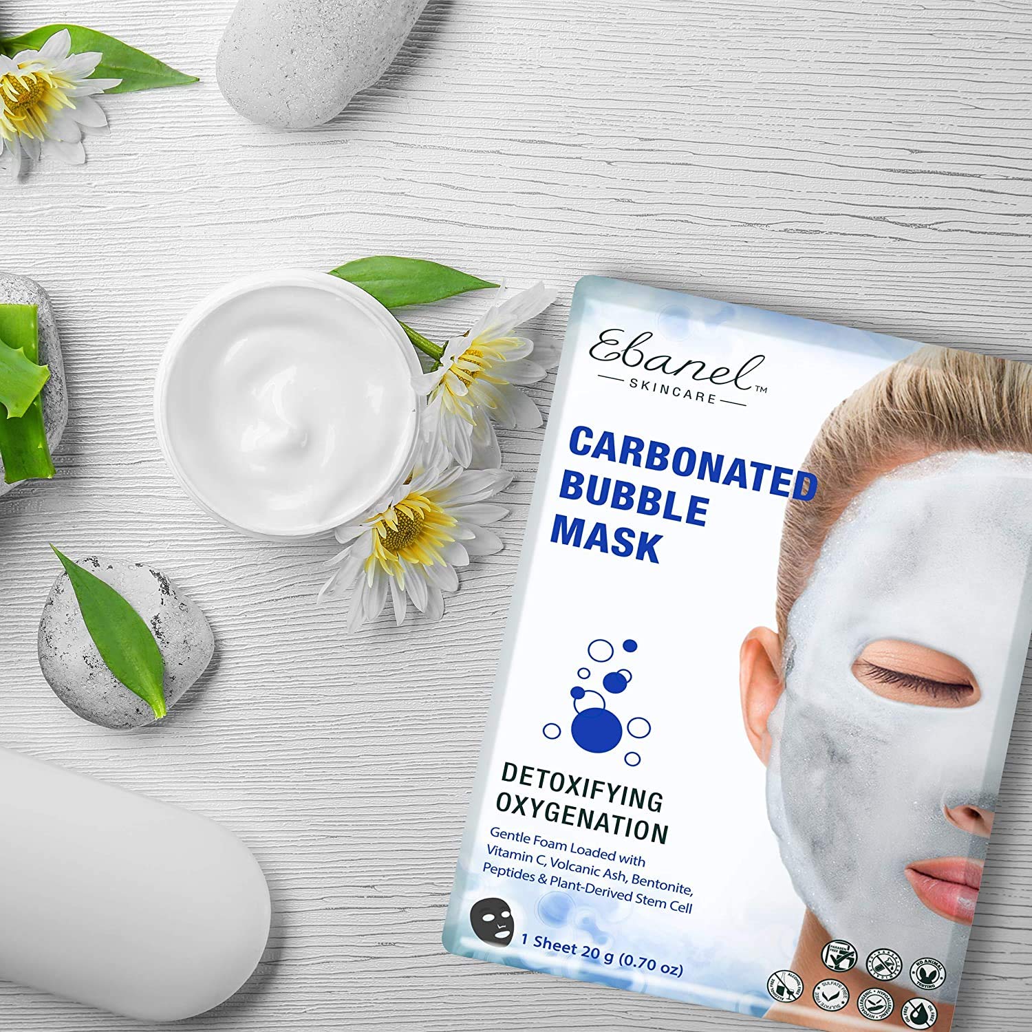 Ebanel 10 Pack Carbonated Bubble Clay Mask - Pore Cleansing, Brightening & Hydration