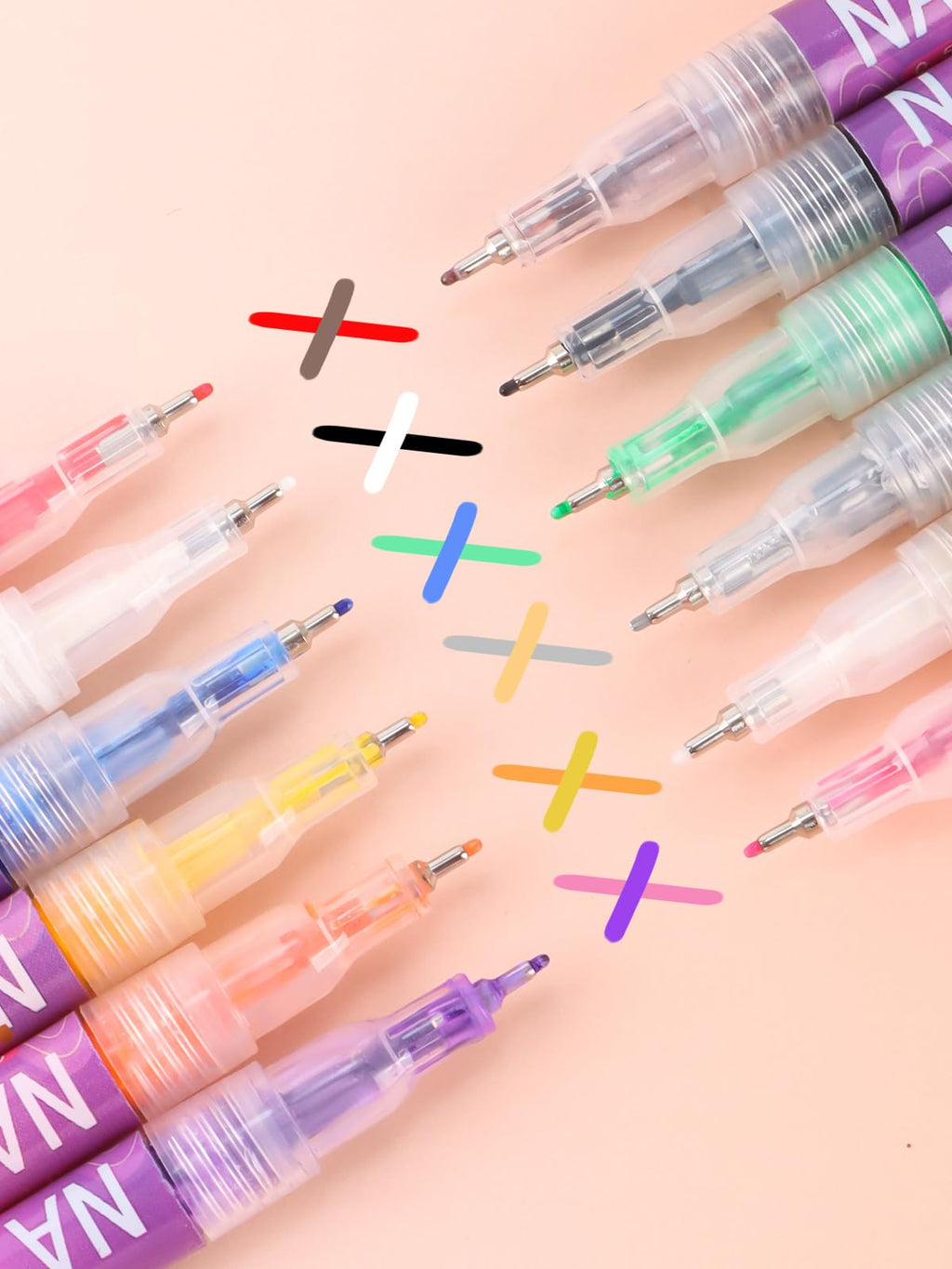 EBANKU 12 Colors Nail Art Pens - 0.5mm Fine Tip Quick-Drying Nail Polish for Home & Salon