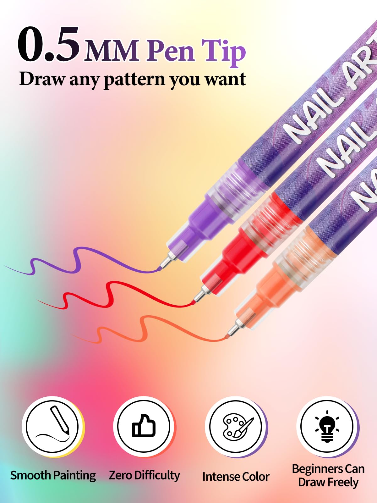 EBANKU 12 Colors Nail Art Pens Set – Quick-Drying Acrylic Nail Art Pens for Home & Salon