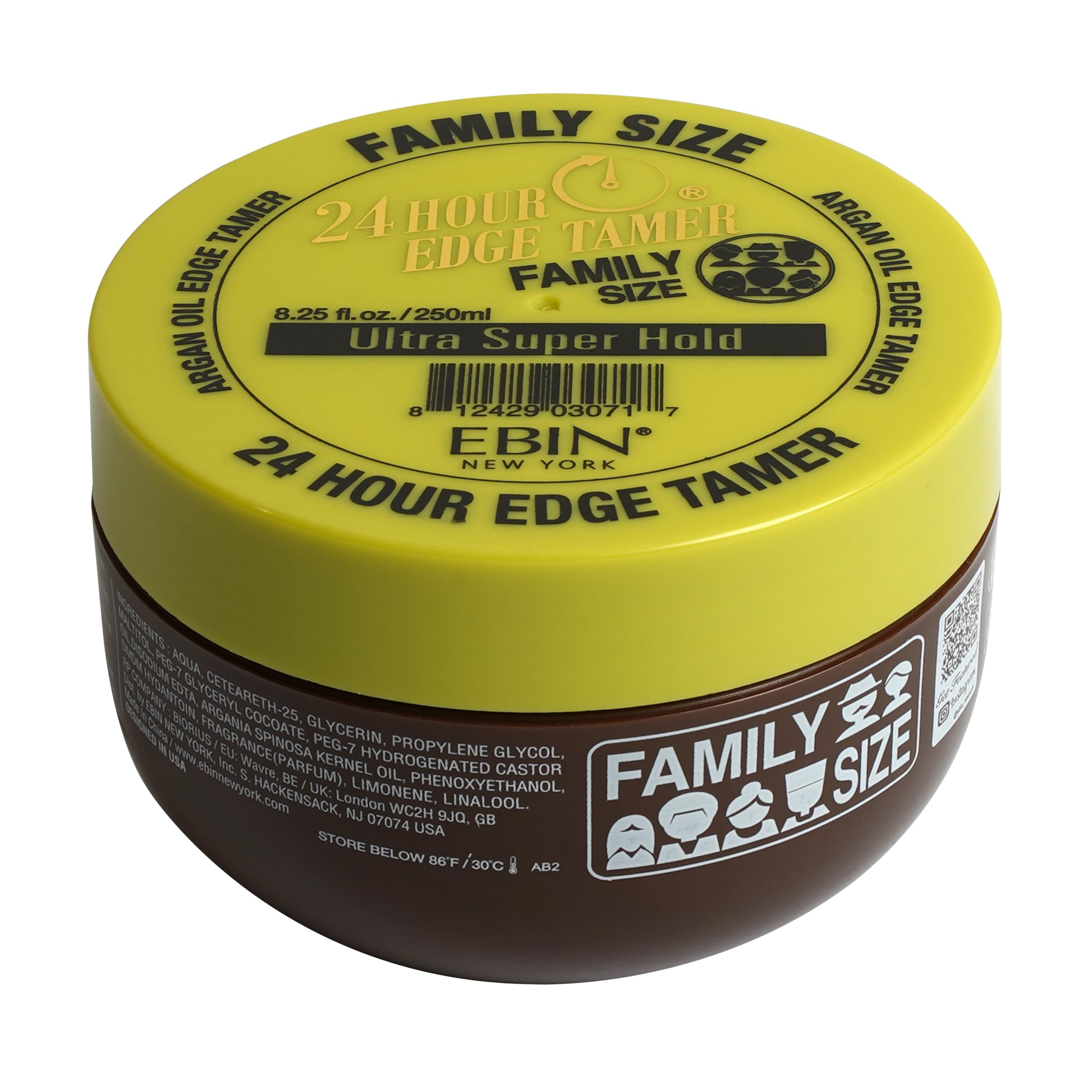 EBIN NEW YORK 24 Hour Edge Tamer – Ultra Hold, No Flaking, Argan + Castor Oil, 8.25 oz