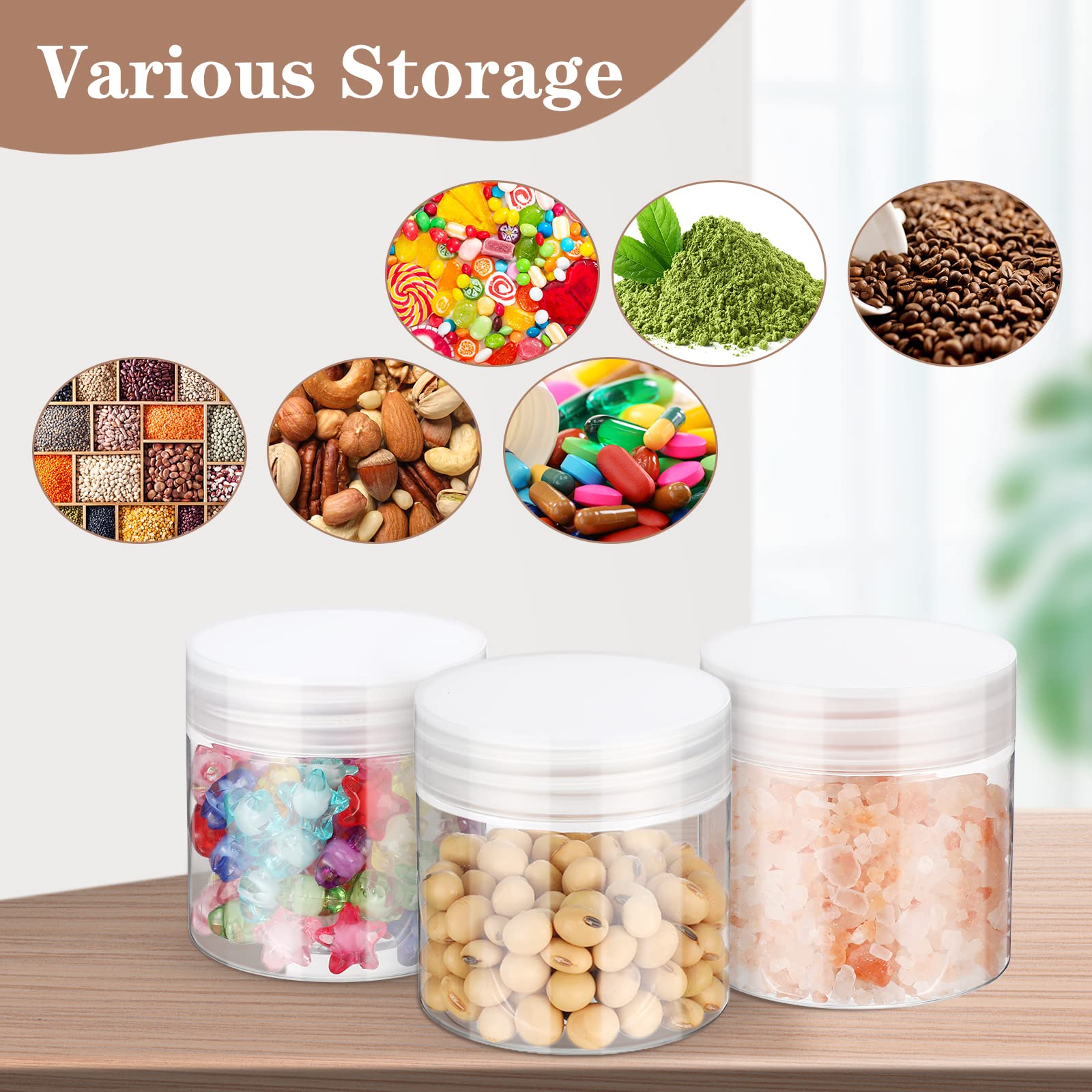 EBOOT 150-Pack 2oz Clear Plastic Jars with Lids | Travel Cosmetic Containers