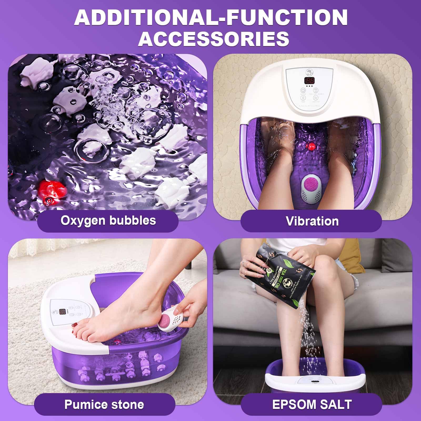 ECARBME Foot Spa Bath Massager with Heat - 2025 Upgraded, 22 Rollers, Jets & Epsom Salt