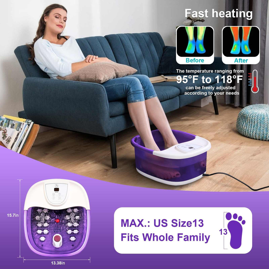 ECARBME Foot Spa Bath Massager with Heat - 2025 Upgraded, 22 Rollers, Jets & Epsom Salt