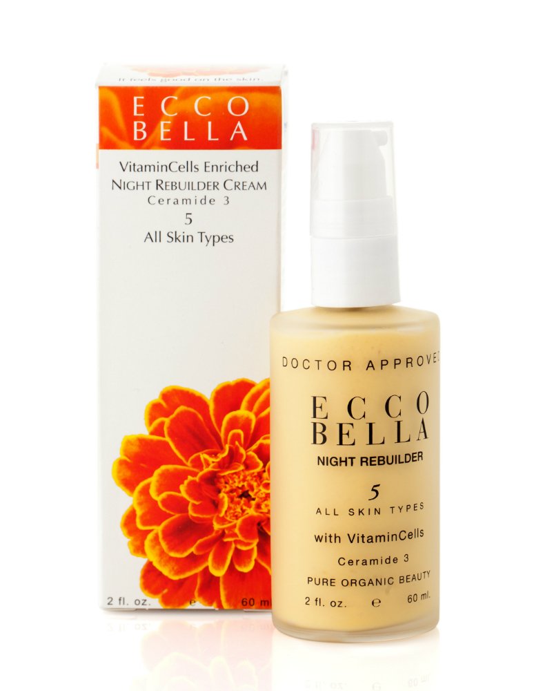 Ecco Bella Plant Based Rebuilder Night Cream – Hyaluronic Acid, Vitamin C & E (2oz)