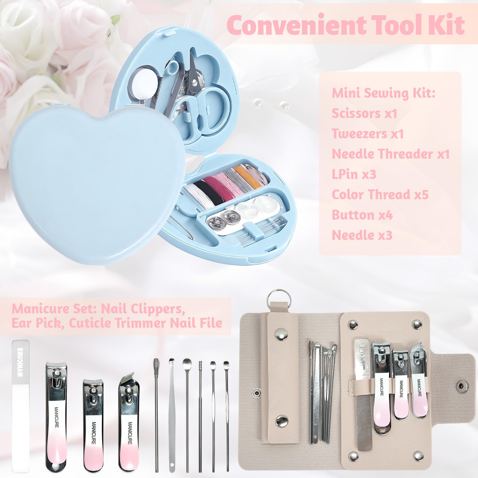 Eclatbox Women's Wedding Emergency Kit – 42-Piece Bridal Survival Set with Makeup Bag (Blue)