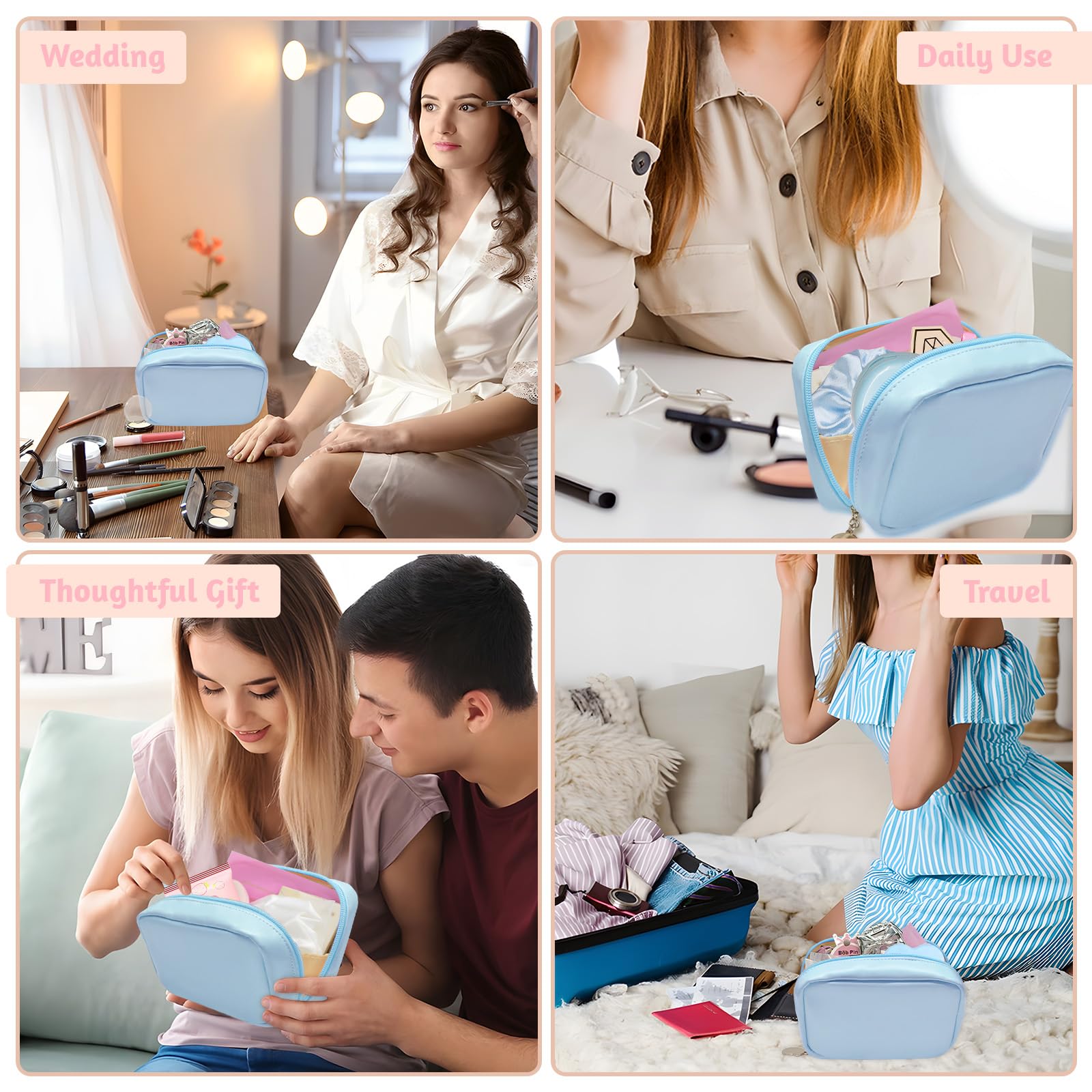 Eclatbox Women's Wedding Emergency Kit – 42-Piece Bridal Survival Set with Makeup Bag (Blue)