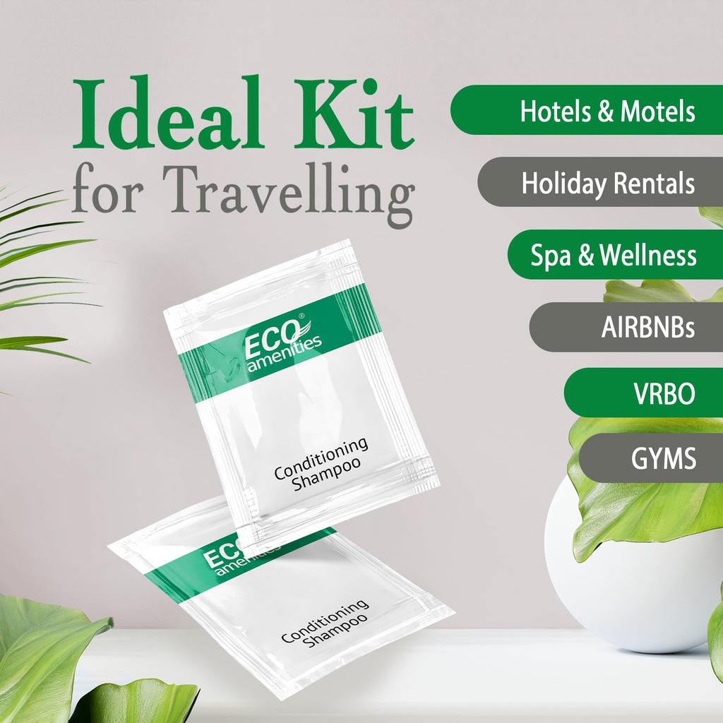 Eco Amenities 100-Pack Travel Shampoo & Conditioner Sachets – 2in1, 10ml, Hotel Toiletries