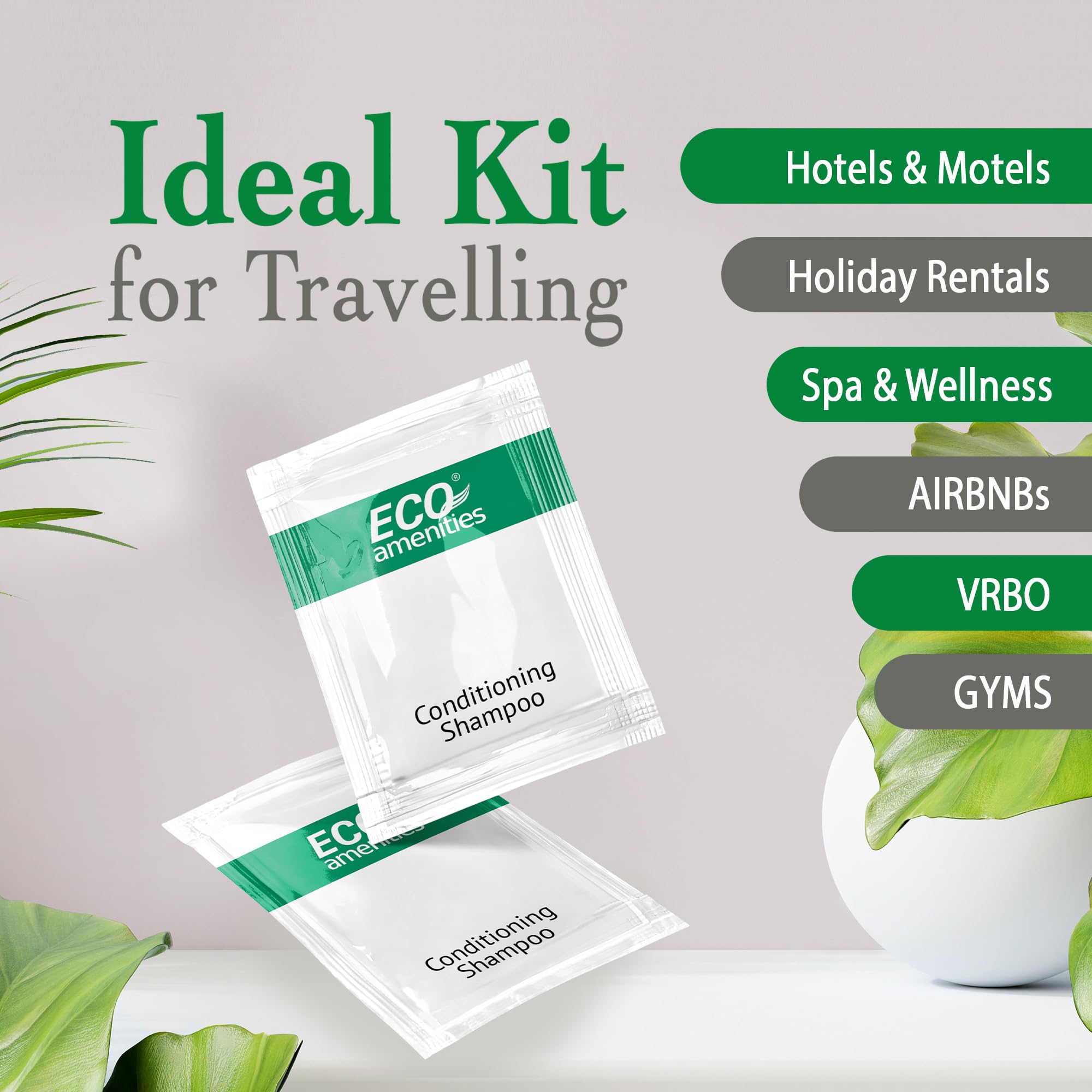 Eco Amenities 100-Pack Travel Shampoo & Conditioner Sachets – 2in1, 10ml, Hotel Toiletries