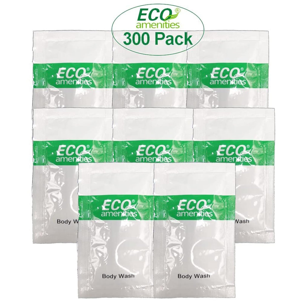 ECO amenities Body Wash Sachets – Green Tea, 0.35 fl oz, Pack of 300