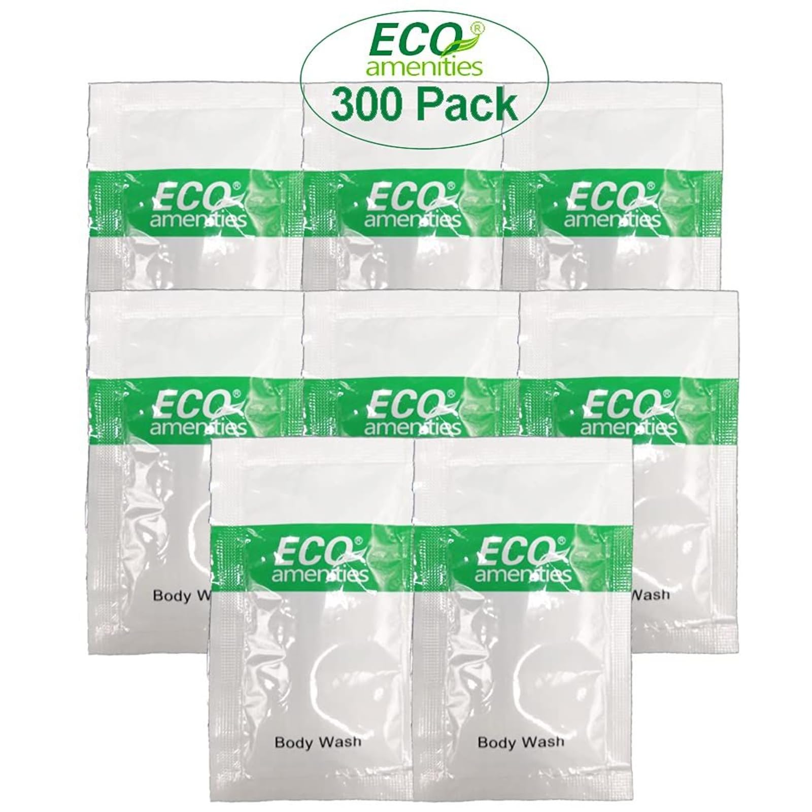 ECO amenities Body Wash Sachets – Green Tea, 0.35 fl oz, Pack of 300