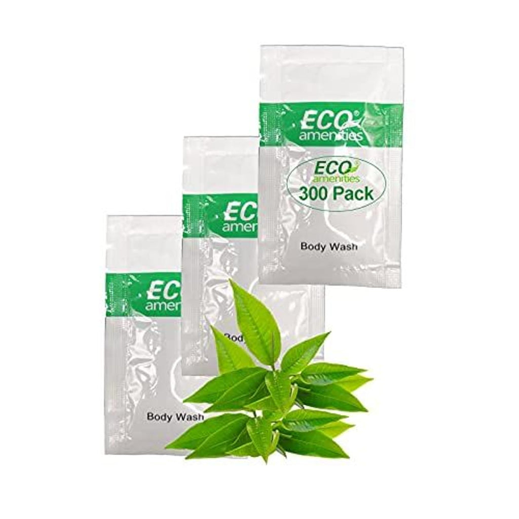 ECO amenities Body Wash Sachets – Green Tea, 0.35 fl oz, Pack of 300