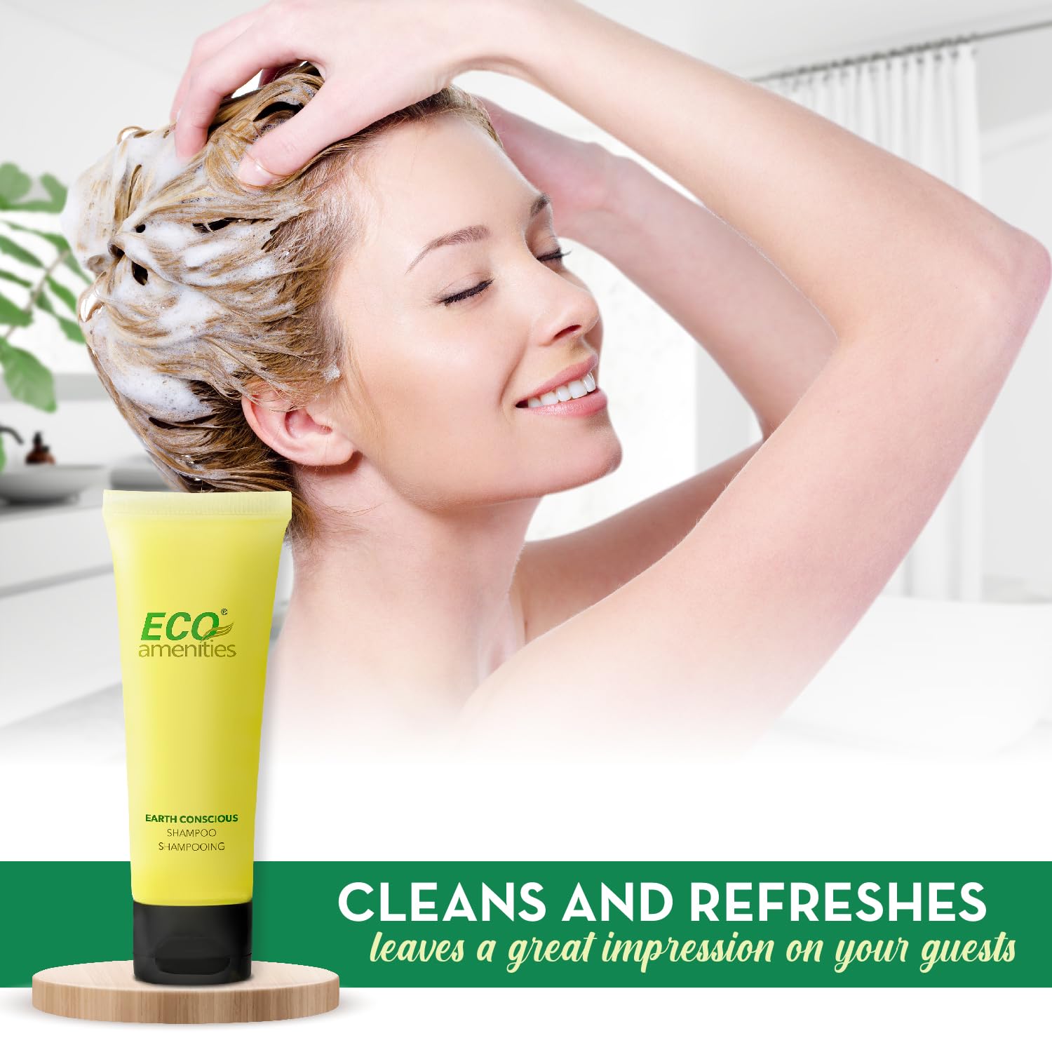 ECO amenities Travel Shampoo Tubes — 1 oz TSA-Approved, 200-Pack, Green Fragrance, Hotel Supply