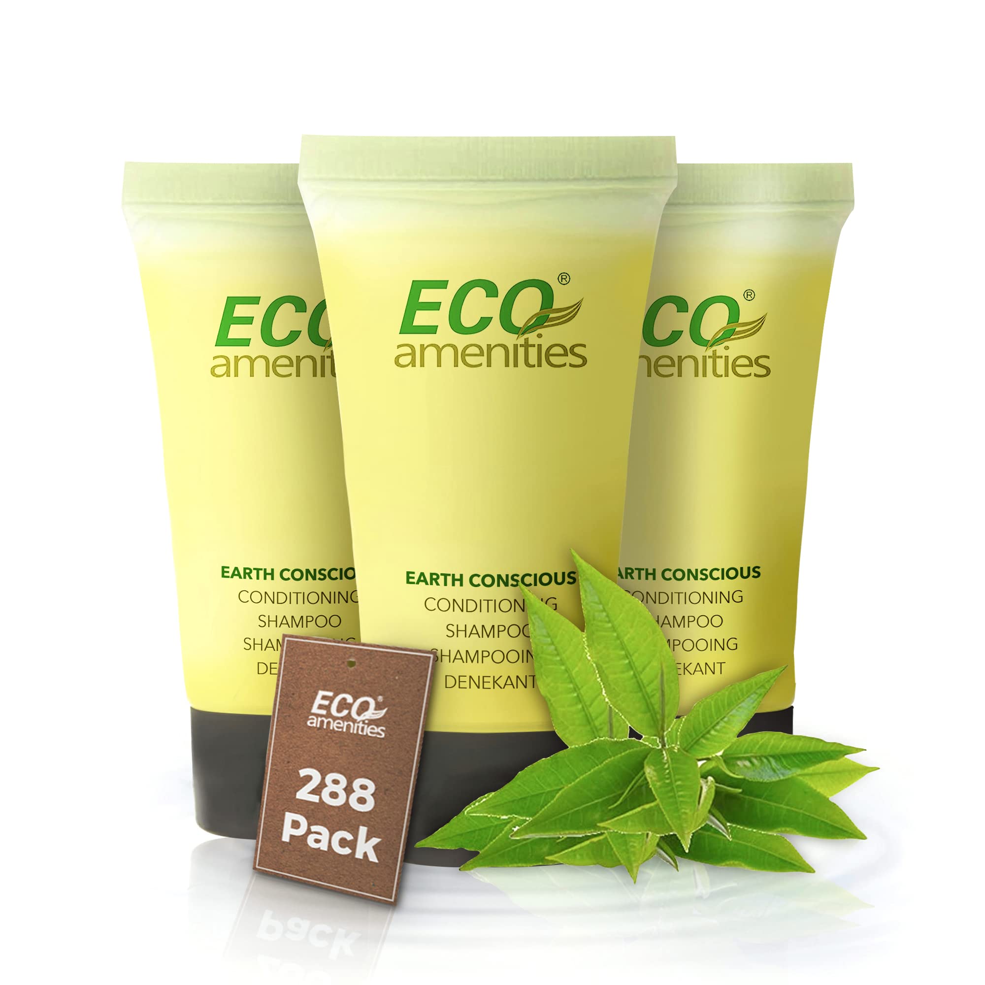 ECO Amenities Conditioning Shampoo & Conditioner Sets – Travel Size 0.75 oz Tubes, Green Tea Scent (Pack of 288)