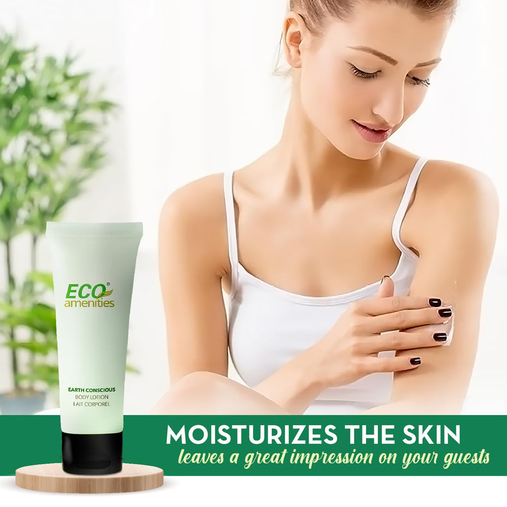 Eco Amenities Travel Lotion Bulk – 200-Pack, 1 fl oz Tubes – Hydrating Green Tea Scented Body & Hand Lotion for Hotels