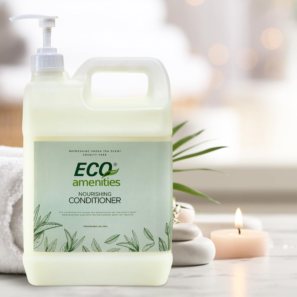 ECO amenities Green Tea Conditioner Refill – 4-Pack, 1 Gallon Each (Rectangular Bottles)