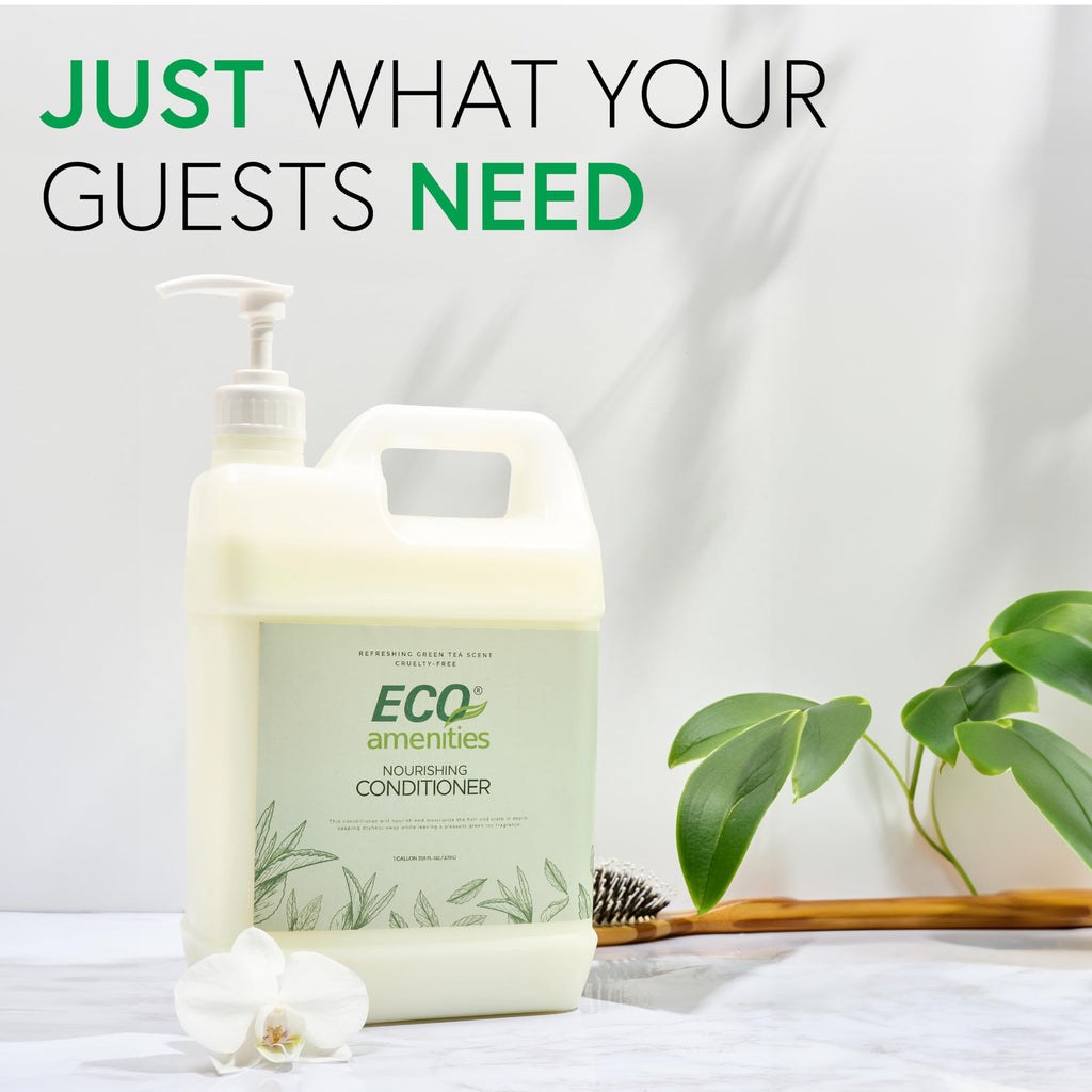 ECO amenities Green Tea Conditioner Refill – 4-Pack, 1 Gallon Each (Rectangular Bottles)