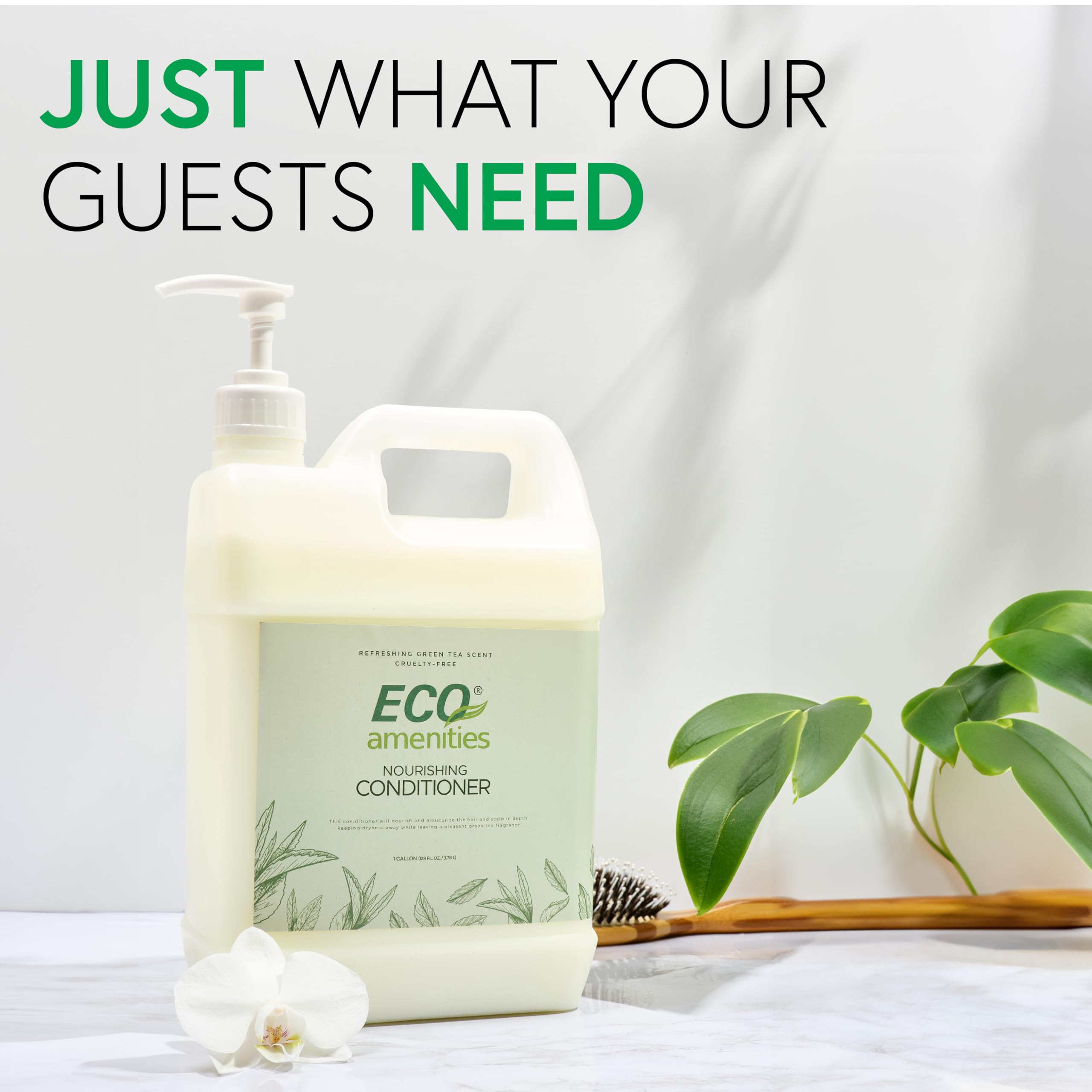 ECO amenities Green Tea Conditioner Refill – 4-Pack, 1 Gallon Each (Rectangular Bottles)