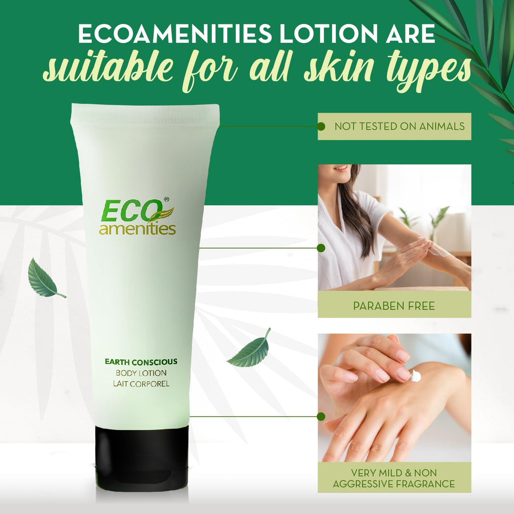 Eco Amenities Travel Lotion Bulk – 200-Pack, 1 fl oz Tubes – Hydrating Green Tea Scented Body & Hand Lotion for Hotels